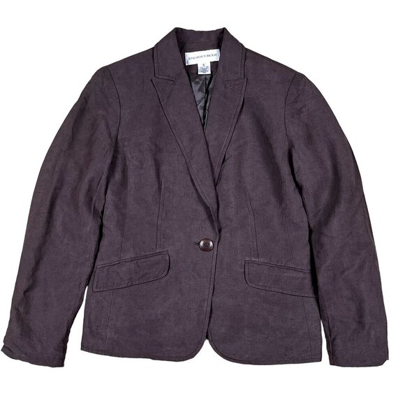 Jones New York Jackets & Blazers - Jones New York Career Blazer Womens 4 Brown Silk & Linen Single Button Coat